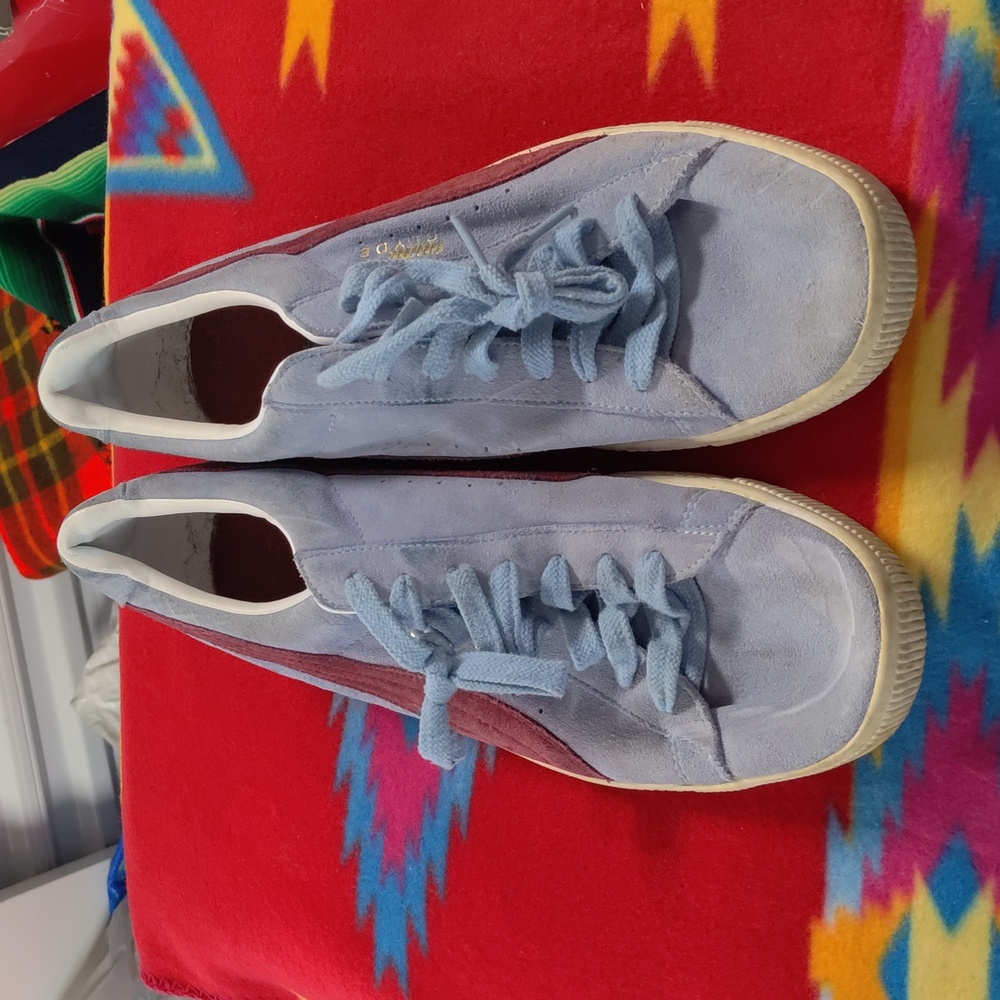 Puma Mens Clyde Teal Maroon Suede  Lace Up Sneaker Shoes Size 13